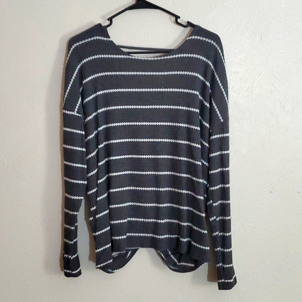 Gray striped sweater